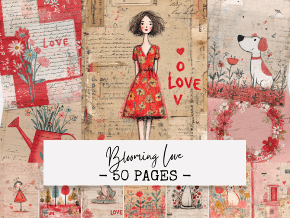 Blooming Love Junk Journal Pages