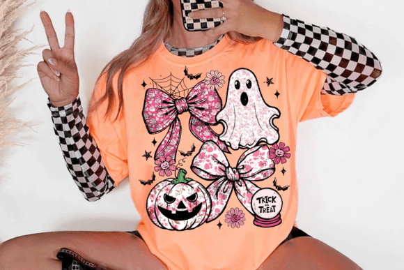 BOO Halloween PNG: Girly Ghost with Bow