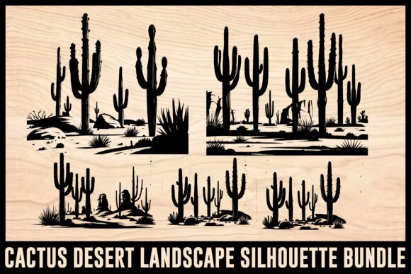 Cactus Desert Landscape Set: Digital Design Assets