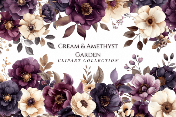 Cream Amethyst Garden Flower Clipart: Elevating Your Designs with Refined Elegance