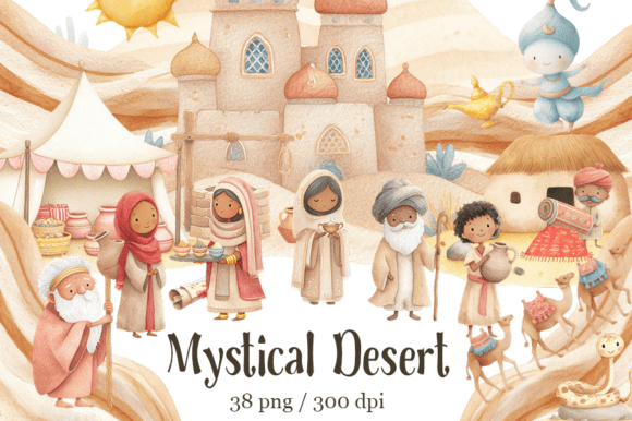 Desert Magic Clipart: Genies & Lamps