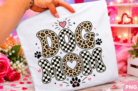 Dog Mom Leopard Paw Print T-shirt PNG