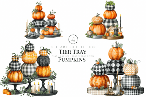 Enhancing Autumn Aesthetics with Tier Tray Pumpkin Clipart for Digital and Physical Crafts