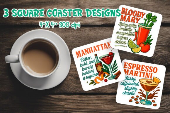 Enhancing Home Bar Aesthetics with Bloody Mary Martini Coaster PNG Designs