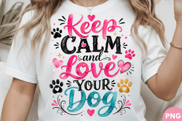 Keep Calm and Love Your Dog Floral PNG Design