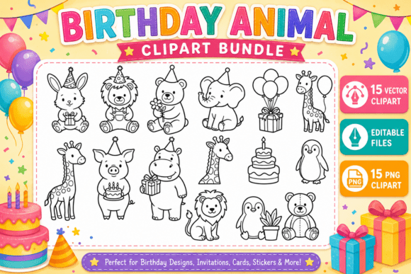 Make Every Celebration Extra Special with the Birthday Animal Clipart Bundle