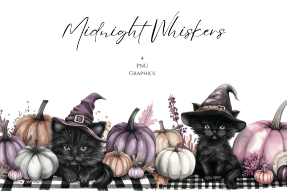 Midnight Whiskers – Witchy Black Cats: Elevating Halloween Crafts with Elegant Design