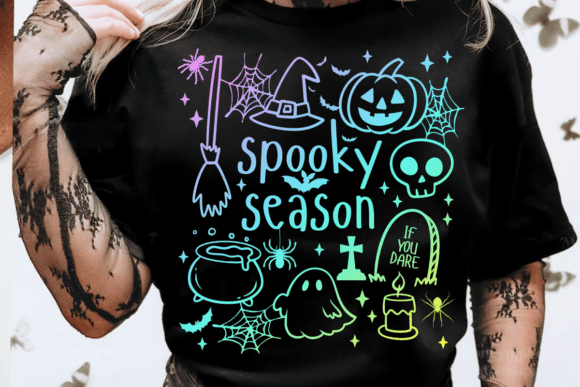 Neon Spooky Season PNG: Cute Boo Ghost Design