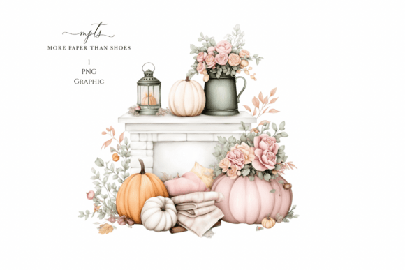 Shabby Chic Pastel Pumpkins by Fireplace: A Resource for Soft Autumn Design