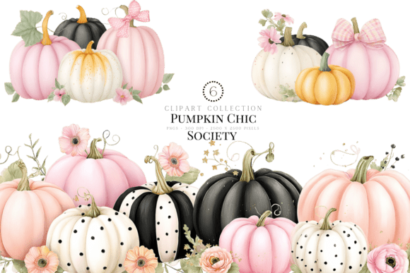 Shabby Chic Pumpkin Clipart: Elevating Autumn Design with Feminine Elegance