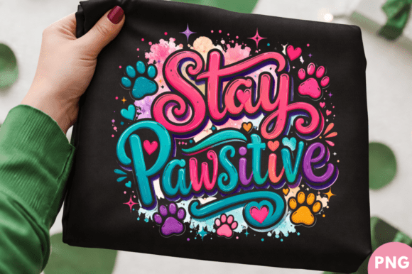 Stay Pawsitive Colorful Dog Lover T-shirt: A Workflow for Print-on-Demand Creators