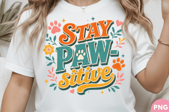 Stay Pawsitive Dog Lover T-shirt PNG