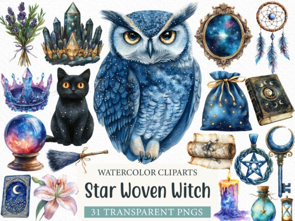 Watercolor Star Woven Witch Clip Art: A Guide for Creative Projects