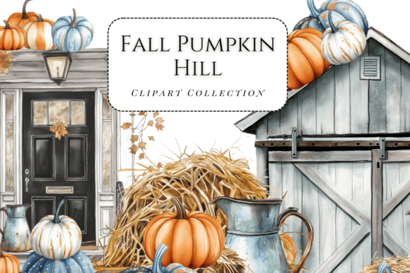 Welcome the Cozy Charm of Autumn with the Fall Pumpkin Hill Clipart Collection