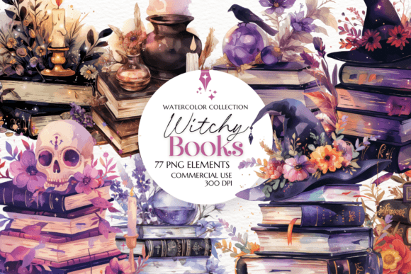 Witchy Books Clipart Sublimation Gothic: A Creative Resource for Mystical Designs